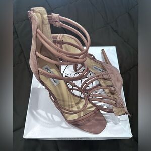 Steve Madden never been worn light brown 4.5 inch strappy heel size 9.5.